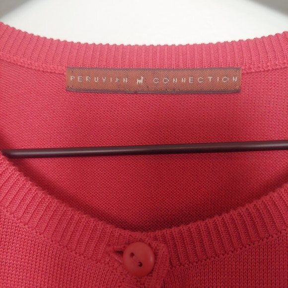 Peruvian Connection Cropped Rust Red Cardigan Sweater Size Medium - Picture 4 of 6